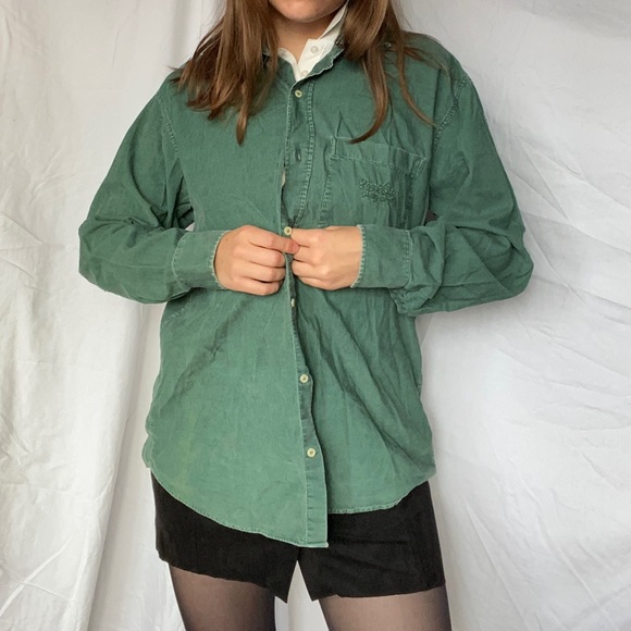 Green button down long sleeve t-shirt vintage - Picture 6 of 12